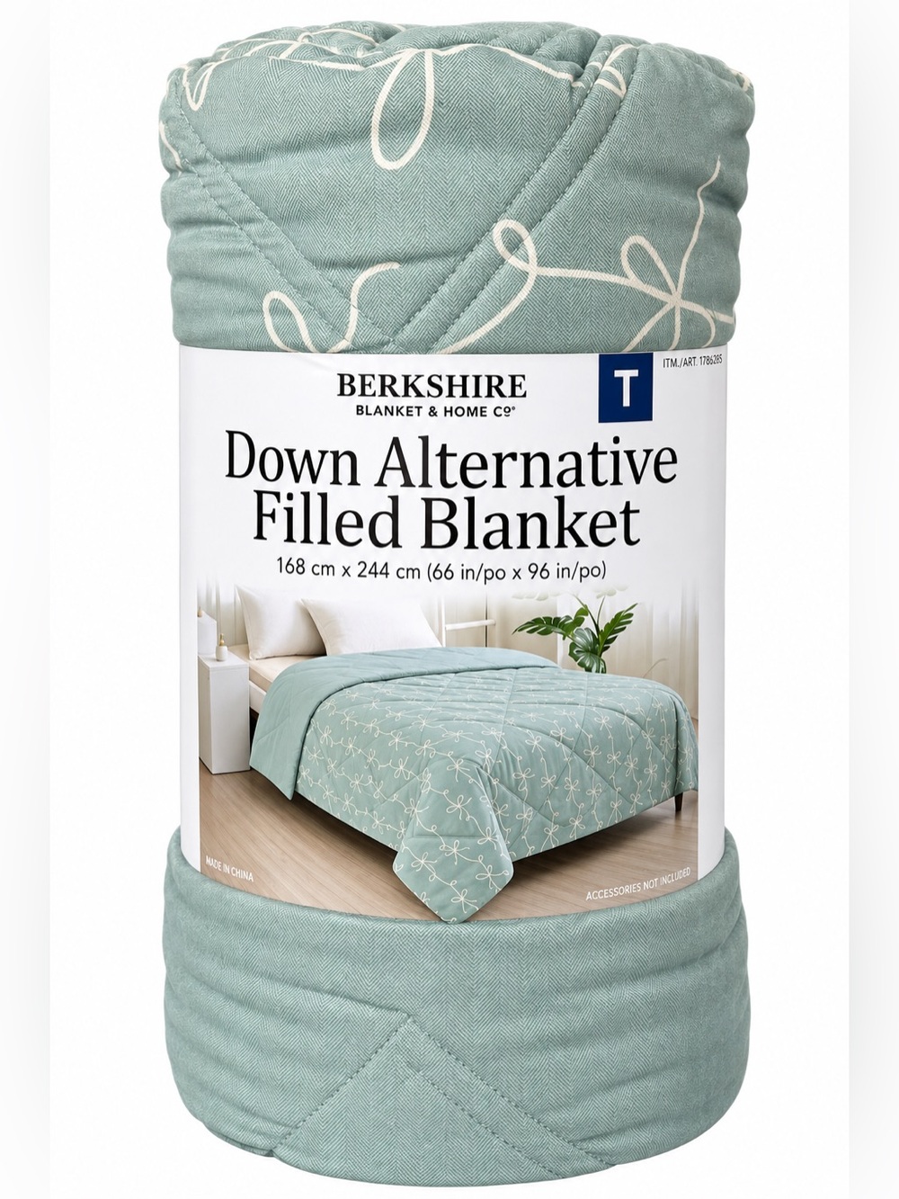 Berkshire Down Alternative Twin Blanket 66x96 Sage Green Floral